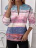 Women's Half Zip Sweatshirt Artistic Gradient Pattern Casual Commuter