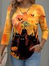 Women Halloween Crew Neck Jersey Long Sleeve Vintage Daily Spring/Fall T-shirt