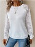 Women's Long Sleeve T-shirt Spring/Fall White Geometric Jacquard Crew Neck Raglan Sleeve Daily Going Out Vintage Top