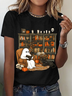 Women's  Retro ghost reading halloween librarian teacher T-Shirt