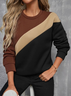 Women Multicolor Block Crew Neck Long Sleeve Casual Daily Spring/Fall Sweatshirt