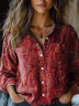 Women Paisley Shawl Collar Long Sleeve Vintage Daily Spring/Fall Shirt