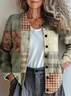 Women Abstract Crew Neck Long Sleeve Vintage Daily Spring/Fall Cardigan