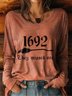 Women Halloween Crew Neck Jersey Long Sleeve Casual Daily Spring/Fall T-shirt