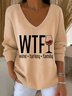 Women Festival V Neck Three Quarter Sleeve Vintage Holiday Spring/Fall T-shirt