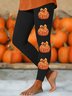 Women Halloween (pumpkin) Casual Leggings Daily All Season Slim Fit Pants