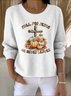 Women Floral Crew Neck Cotton Long Sleeve Vintage Holiday Spring/Fall Sweater