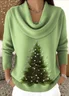 Women Plain Crew Neck Cotton Long Sleeve Casual Daily Spring/Fall Sweater