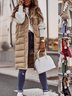 Women Plain Acetate Stand Collar Zip Up Hoodie Sleeveless Casual Split Joint Autumn Daily Vest Outerwear