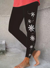 Women Christmas Jersey Casual Printing Leggings Daily All Season Legging