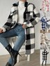 Women Plaid Shawl Collar Flannel Jacket Long Sleeve Casual Printing Winter Daily Coat Outerwear