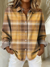 Women Plaid Shirt Collar Long Sleeve Casual Daily Spring/Fall Shirt