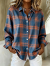 Women Plaid Shirt Collar Long Sleeve Casual Daily Spring/Fall Shirt