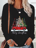 Women Christmas Crew Neck Jersey Long Sleeve Casual Daily Spring/Fall T-shirt