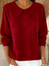 Women Plain Shawl Collar Long Sleeve Casual Holiday Spring/Fall Sweater
