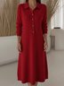 Women Plain Shawl Collar Casual Autumn Daily Maxi H-Line Sweater Dress