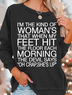 Women Text Letters Crew Neck Long Sleeve Casual Daily Spring/Fall Sweatshirt