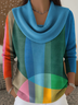 Women Abstract Cowl Neck Long Sleeve Casual Holiday Spring/Fall Sweater