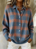 Women Plaid Shawl Collar Long Sleeve Vintage Daily Spring/Fall Cardigan
