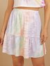 Multicolor Cotton Casual Tie-Dyed Skirt