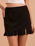 Black Slit Flounce Skirt