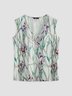 Geometric flower print Holiday Beach loose sleeveless top T-shirt Plus Size