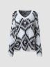 Casual Loosen Off Shoulder Geometric Sweater