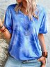 Cotton Ombre/tie-Dye Crew Neck Holiday T-shirt