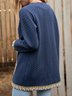 Dark Blue Jacquard Appliqued Long Sleeve Knit coat