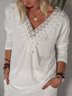 Long Sleeve V Neck Solid Casual Tops